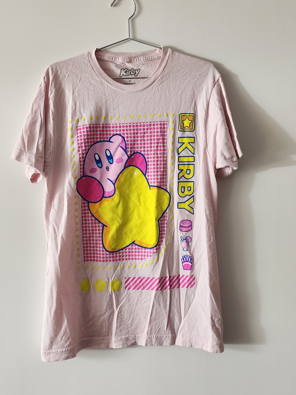 Nintendo Kirby Pink Graphic Print Short Sleeve T-Shirt Medium Pastel Pop Y2k